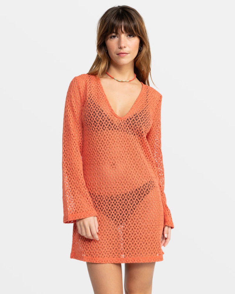 Šaty Roxy Love Coastline Long Sleeve Crochet Beach | OVLH-18429