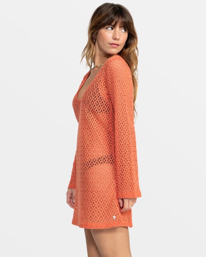 Šaty Roxy Love Coastline Long Sleeve Crochet Beach | OVLH-18429